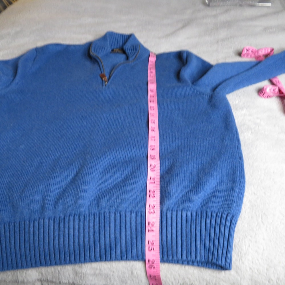 Polo Ralph Lauren Mens Blue Cotton Half Zip Sweater Size L - Picture 9 of 10